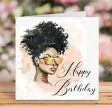 Sun Glasses Black Woman Birthday Card