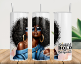 Personalised Afro Diva - Blue 20oz Skinny Tumbler