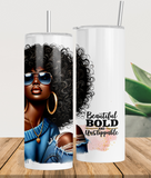 Personalised Afro Diva - Blue 20oz Skinny Tumbler