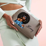 Afro Diva - Blue Vegan Leather Accessory Bag