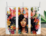 Black Woman Floral Afro 20oz Skinny Tumbler
