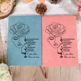 She Is Me Line Art Woman Vegan Leather Notebook