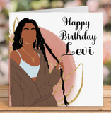 Black Woman With Long Locs Birthday Card