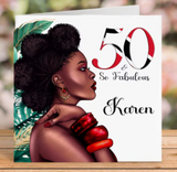 Black Woman Trinidadian flag Milestone Birthday Card