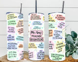 Teacher Daily Affirmation 20oz Skinny Tumbler