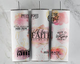 Walk By Faith Bible Verse 20oz Skinny Tumbler