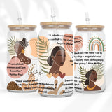 Black Woman Affirmation Libbey Can Glass