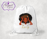 Personalised Melanin Princess P.E Bag And Water Bottle