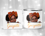 Kente Girl Enamel Mug