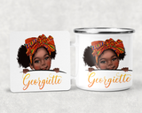 Pink Bow Black Peekaboo Girl Mug