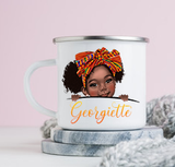 Kente Girl Enamel Mug