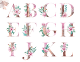 Personalised Rose Gold Floral Initial Jute Bag