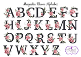 Black Initial Magnolia  Wine Tumbler