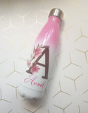 Black Initial Printed Bottle Flask