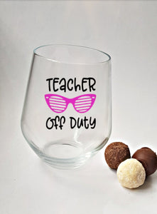 Off Duty Stemless Wine Glass and Chocolates