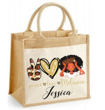 Peace Love Melanin Personalised Jute Bag