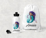 Personalised Mermaid P.E Bag And Water Bottle Set