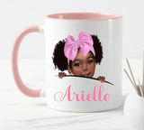 Pink Bow Black Peekaboo Girl Mug