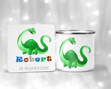 Pink Dinosaur Enamel Mug