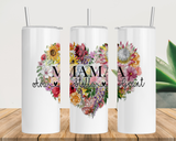 Personalised Floral Heart 20oz Skinny Tumbler