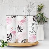 Personalised Flamingo Skinny Tumbler