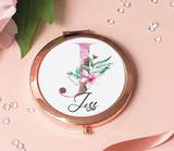 Personalised Rose Gold Floral Initial Jute Bag