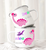 Pink Dinosaur Enamel Mug