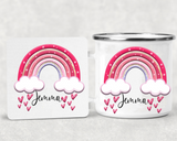 Heart Rainbow Valentines Enamel Mug