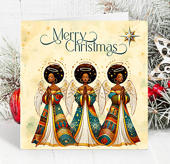 Black Angles Christmas Card