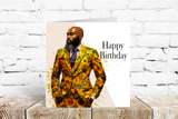 Suited African Bald Man Birthday Day Card