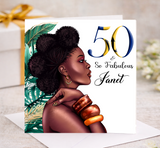 Black Woman Barbados flag Milestone Birthday Card (Copy)