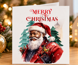 Black Santa Christmas Card