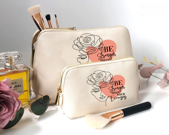 Stronger Than Your Excuses Vegan Leather Accessory Bag