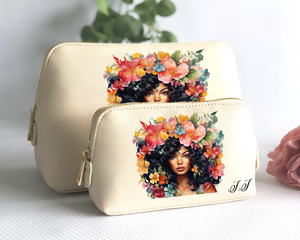 Black Flower Woman Leather Style Accessory Bag