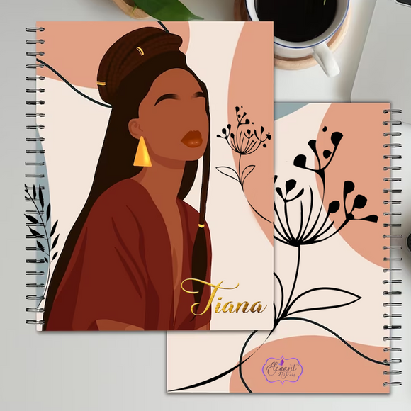 Personalised Black Woman With Locs Notebook