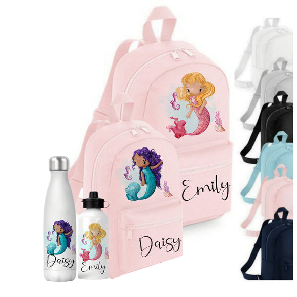 Mermaid Backpack and Water Bottle