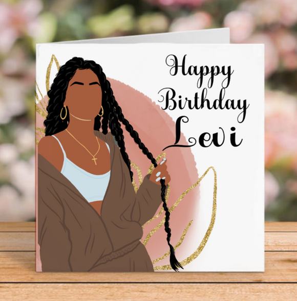 Black Woman With Long Locs Birthday Card