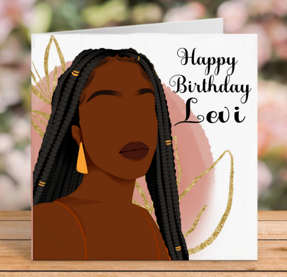 Black Woman With Locs Birthday Card