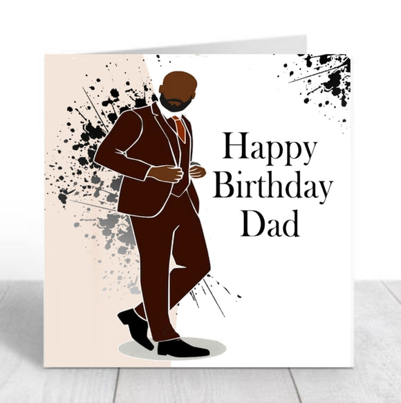 Brown Suited Man Birthday Day Card