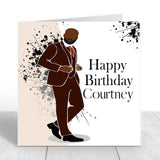 Brown Suited Man Birthday Day Card