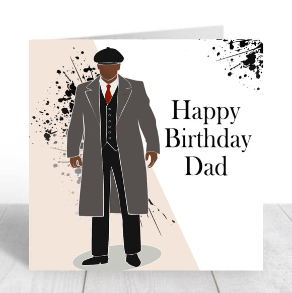 Grey Coat Black Man Birthday Day Card