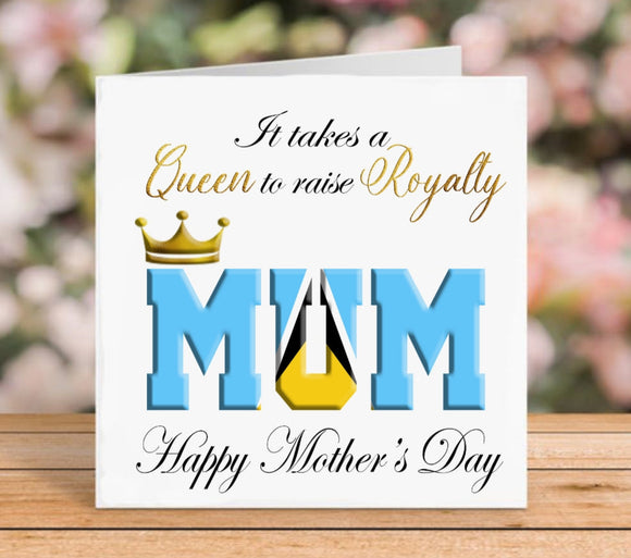 St. Lucia Flag Raising Royalty Mother's Day Card