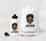 Black Boy Lunch Bag and Water Bottle Set