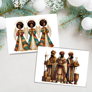 Black Angels & Wise Men Christmas Card Pack
