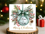 Personalised Baubles Christmas Card - Green