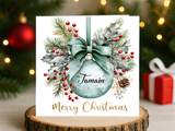 Personalised Baubles Christmas Card - Green