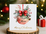 Personalised Baubles Christmas Card - Pink