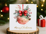Personalised Baubles Christmas Card - Pink