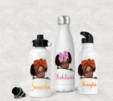 Personalised Black Girl Peak A Boo Water Bottle