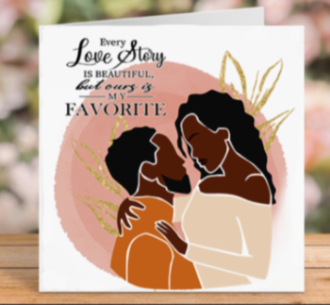 Boho Black Couple Favorite Love Story Greeting Card